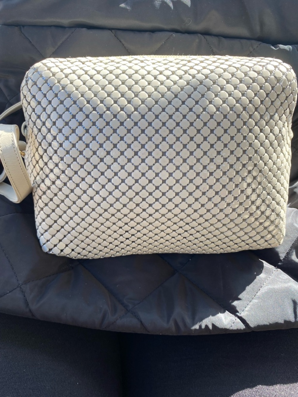 Whiting & Davis Cream Woven Zip Pouch
